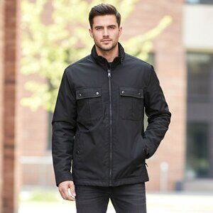 Marc New York Andrew Marc Men’s Black Spring Jacket Casual Full Zip Lined Coat